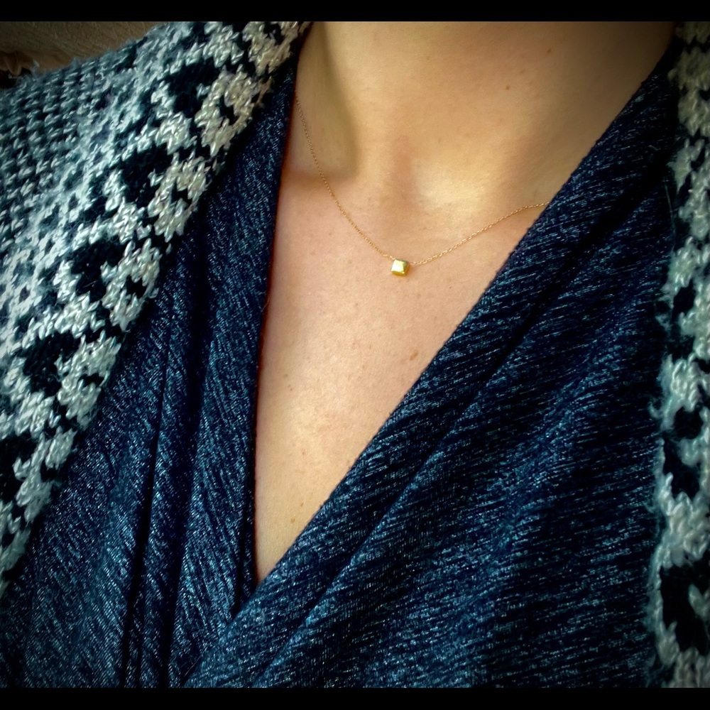 ADINA REYTER DAINTY 14K GOLD CUBE NECKLACE